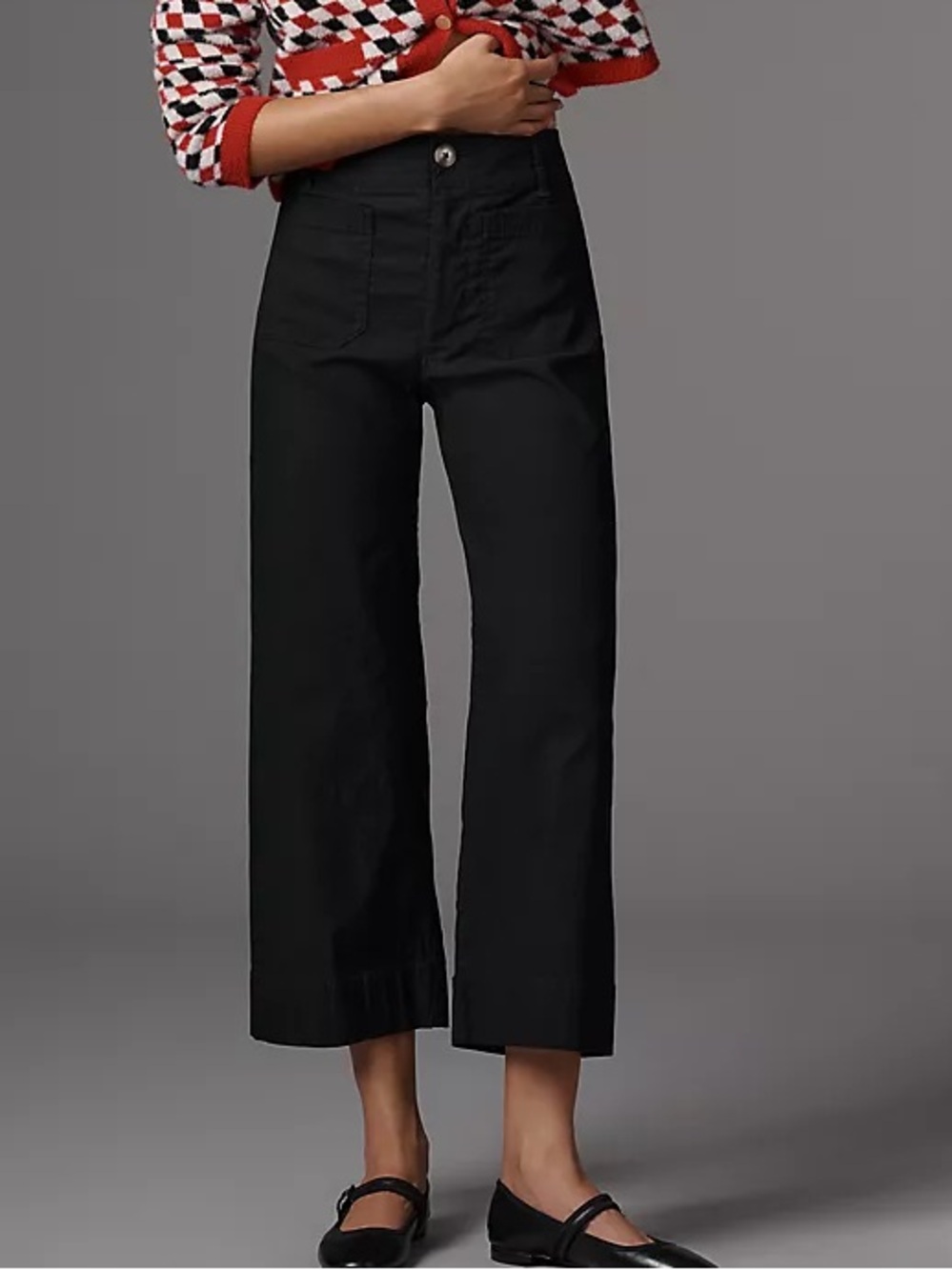 Anthropologie Maeve Colette Black Magic Fabric Crop Wide Leg Pants 25